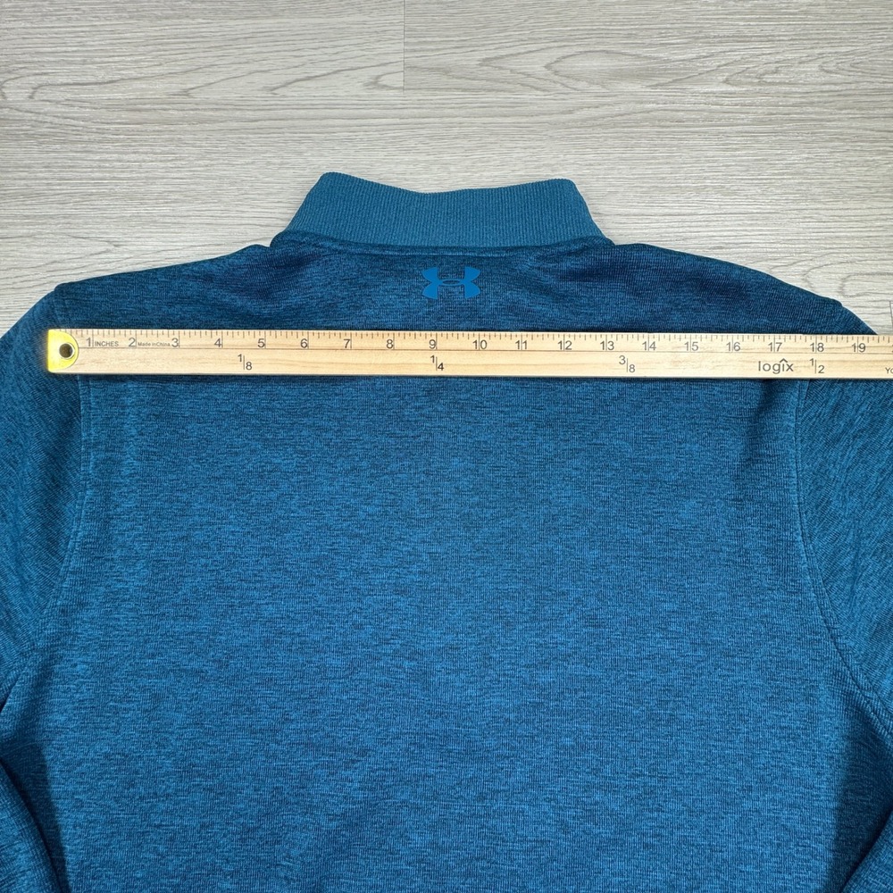Under Armour‎ Mens Pullover Storm ColdGear Quarter Zip Blue XL Heathered Fleece - Picture 5 of 8